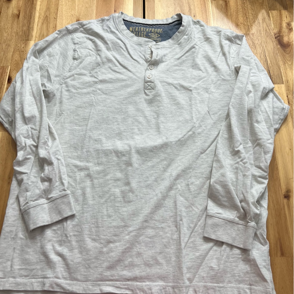 Weatherproof Vintage Light Gray Henley Long Sleeve Shirt XXL